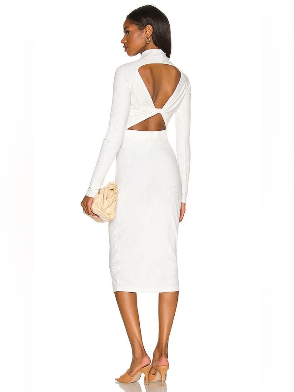 Enza Costa Twist Back Long Sleeve Midi Dress